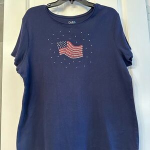 Perfect for July 4. Navy Blue Croft & Barrow XXL Beaded American Flag T-Shirt